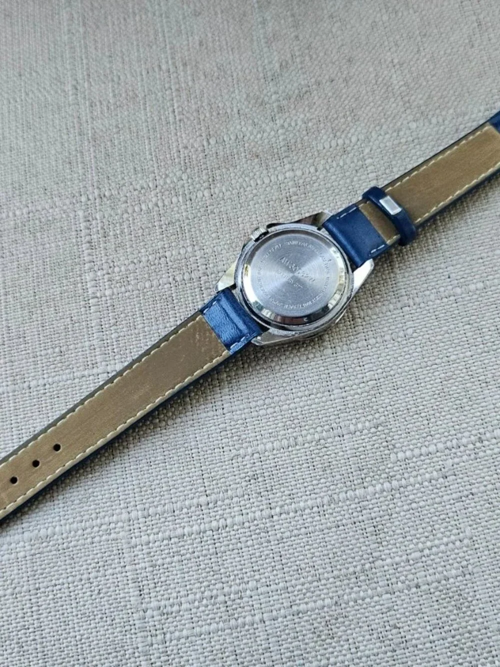Women Wristwatch Blue Genuine Leather Strap Date Calendar Analog Quartz Watch